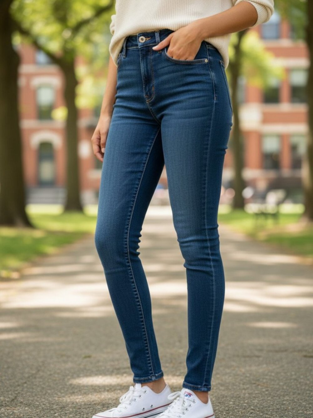 Good American Good Curve High Rise Skinny Jeans - Blue - Size 4 / 27